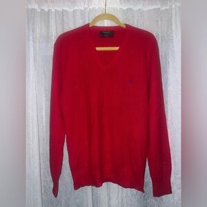 Christian Dior Monsieur Vintage Mens Red V Neck Sweater / Size M 80’s 90s